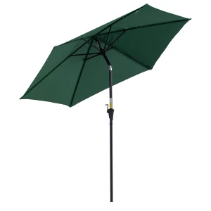 Outsunny 2.7M Tilting Parasol Sun Parasol Outdoor Garden Umbrellas Sun Shade Aluminium Frame with Crankï¼ˆGreenï¼‰