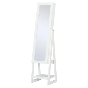 HOMCOM Jewellery Cabinet with LED Light, 2 Mirrors, Drawers, Hooks, Shelves, Make-Up Vanity Dresser, Adjustable, White.