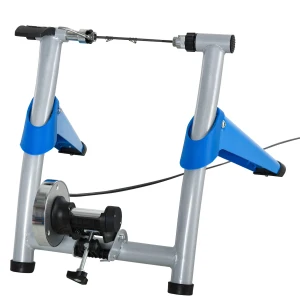 HOMCOM Steel 8-Level Indoor Stationary Bike Trainer Frame Bike Rack Exercises Blue