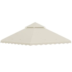 Outsunny Replacement Gazebo Canopy Covers 3x3m, 2-Tier Roof, Weather-Resistant, Cream White