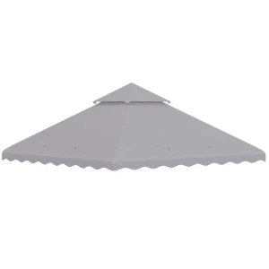 Outsunny Replacement Gazebo Canopy Cover 3x3m, Dual-Tier Roof, Durable Light Grey Fabric, Weather-Resistant, Perfect for Outdoor Events