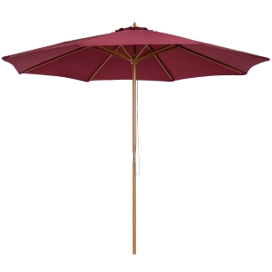 Outsunny Umbrela de soare de gradina cu acoperis dublu din bambus si poliester, rosu φ3x2,5m