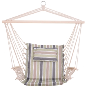 Outsunny Hängesessel mit Querstrebe und Kissen, Hängestuhl, hängesitz,h ängeschaukel, Leicht zu tragen, einfach verpackung und Aufbewahrung, bis 100 kg belastbar, mehrfarbig 100 x 106 cm