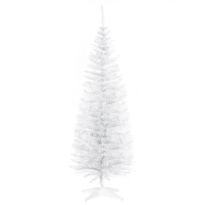 HOMCOM 5T Artificial Pine Pencil Slim Tall Christmas Tree with Branch Tips Xmas Holiday DÃ©cor with Stand White