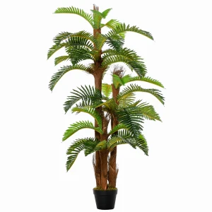 Outsunny 5FT Artificial Fern Tree with 36 Leaves, Decorative Fake Plant for Indoor Outdoor DÃ©cor, Nursery Pot