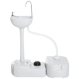 Outsunny Portable Hand Wash Station with 17L Fresh Water Tank, 24L Waste Tank, Sanitizer Dispenser, HDPE, Grey