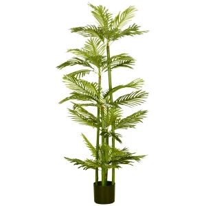 HOMCOM Faux Tropical Palm Plant, Artificial Greenery in Pot for Indoor Outdoor Decoration, 15x15x140cm