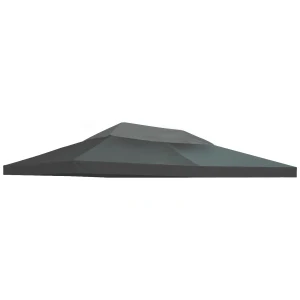 Outsunny Gazebo Replacement Canopy Roof, 3x4m, 2 Tier UV Protection Cover for Garden Patio Outdoor Sun Shelters, Deep Grey (Top Only)