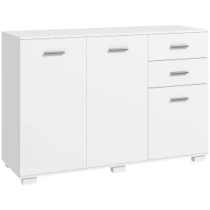 HOMCOM Sideboard, Modern Storage Cabinet with 2 Drawers, 3 Doors and Adjustable Shelves, Kitchen Cabinet for Living Room, Dining Room, White