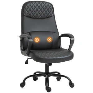 Vinsetto High Back Massage Executive Chair, PU Leather, Vibration, Adjustable, Lumbar Support, Black