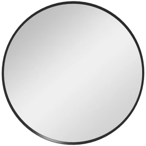 HOMCOM Modern Round Wall Mirror, 61cm Decorative Mirror for Bedroom, Living Room, Bathroom Decor, Black.