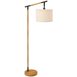 HOMCOM Modern Floor Lamp with 350Â° Rotating Lampshade, for Living Room and Bedroom, LED Bulb Included, Brown