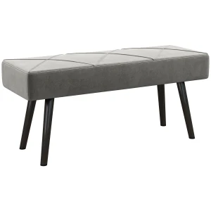 HOMCOM Upholstered End of Bed Bench, X-Shape Design with Steel Legs, Hallway Bedroom Bench, Grey