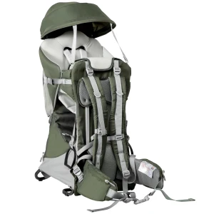 HOMCOM Toddler Hiking Backpack Carrier with Removable Small Bag, Outdoor Child Carrier with Stand, Rain Cover, Sunshade Shield, Adjustable Waist Belt