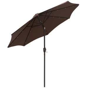 Outsunny Umbrella Parasol 24 Solar LED-Brown/Coffee  