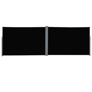 Outsunny 6 x 2m Retractable Sun Side Awning Screen Fence Patio Garden Wall Balcony Screening Panel Outdoor Blind Privacy Divider â€“ Black