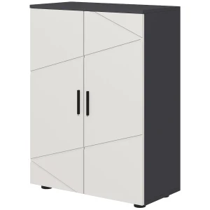 Kleankin Bathroom Storage Cabinet, Compact 2-Door Cupboard with Adjustable Shelves & Soft Close, Grey
