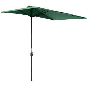 Outsunny Balcony Half Parasol, Semi-Circular Sunshade with Crank Handle, 2.3m, Green (Base Not Included)