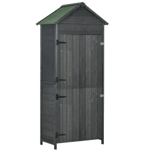 Outsunny Fir Wood Outdoor Garden Utility Shed Grey