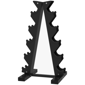 SPORTNOW Halterstandaard voor 10 halters, 5 niveaus, stevig stalen frame, tot 100 kg, zwart, 66 x 35 x 33 cm
