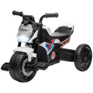 AIYAPLAY 3-in-1 Toddler Motorcycle Trike, Ride-On, Balance Bike with Headlight, Music, Horn, White