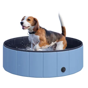 Pawhut Durable Pet Swimming Pool, Non-Slip, Easy Setup, Portable, Blue, Î¦100x30H cm