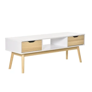 HOMCOM TV Stand Cabinet Unit for TVs up to 50 Inch with 2 Drawers and Storage Compartment Entertainment Console for Living Room