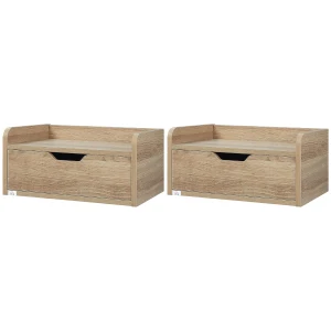 HOMCOM Floating Bedside Cabinet with Drawer, Wall Mounted Nightstands, Modern Bedside Table with Storage for Bedroom