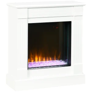 HOMCOM 1000W/2000W Electric Fireplace w/ Surround, 92cm Freestanding Electric Fire w/ Remote Control, Overheat Protection, Timer, Eco Mode, White