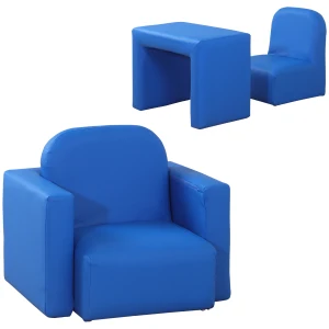 HOMCOM Toddler 2-in-1 Sofa Chair for Playroom, Comfortable Child's Armchair for Relaxation & Play, Blue