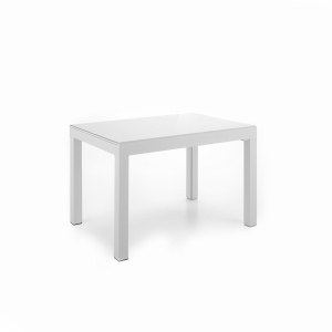 STONES Tavolo Allungabile con Top in Vetro Temperato e Gambe in Metallo, 83x120/175/230/290/350 cm, Bianco