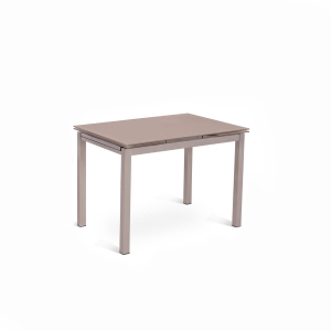 STONES Tavolo allungabile con top in vetro temperato e gambe in metallo, 80x130/200cm, cappuccino