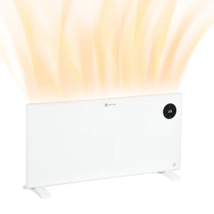 HOMCOM 2000W Electric Convector Heater, Freestanding or Wall Mounted, Space Heater with Adjustable Thermostat, Timer, White