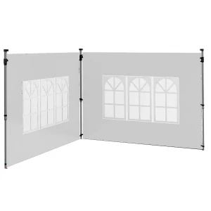 Outsunny Gazebo Side Panels with Windows, Replacement for 3x3(m) or 3x4m Gazebo, 2 Pack, White