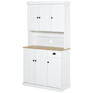 HOMCOM Kitchen Storage Cabinet, Modern Cupboard with Microwave Shelf, Drawer and Cabinets, Ideal for Kitchen Organisation, White