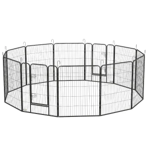 PawHut Heavy Duty Puppy Playpen, 12 Panel Pet Exercise Pen, Suitable for Small to Large Dogs