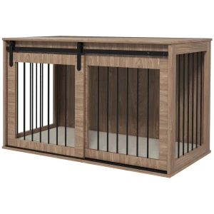 PawHut Dog Crate Furniture with Removable Cushion for Large-Sized Dogs, 100 x 60 x 63 cm, Brown