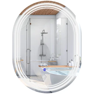 Kleankin LED Illuminated Bathroom Mirror, 700x500mm, Anti-fog with Touch Switch, Can Be Hung Vertically or Horizontally