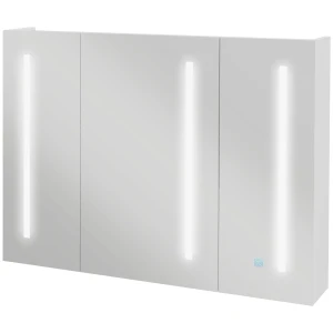 Kleankin Illuminated Bathroom Cabinet, Wall-Mounted Storage with LED Light & USB Charging, Adjustable Shelf, 90x15x70cm, White