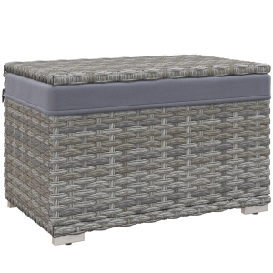 Outsunny Baule da Giardino in Rattan PE con Rivestimento Interno in Tessuto Impermeabile, 76x45x48 cm, Grigio
