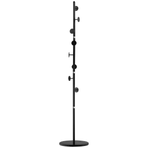 HOMCOM Hall Tree Coat Rack, Free Standing with 8 Round Hooks, Marble Base Entryway Stand for Clothes & Accessories, Black