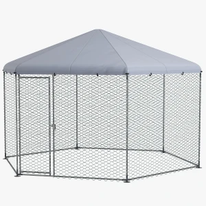PawHut 4 x 3.5 x 2.6m Chicken Coop for 10-15 Chickens, Hens, Rabbits, Ducks, Outdoor Garden Chicken Run