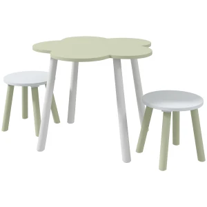 ZONEKIZ Children's 3 Piece Table and Chair Set, Flower Design, Ideal for Bedroom, Nursery, Playroom, Yellow