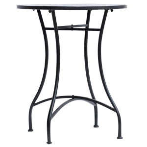 Outsunny Outdoor Mosaic Round Garden Table, Patio Bistro Coffee Side Table with 60cm Ceramic Top, Blue and White