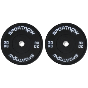 SPORTNOW Set di 2 Dischi Palestra da 20kg per Bilanciere e Manubri con Attacco Ø5cm, Nero