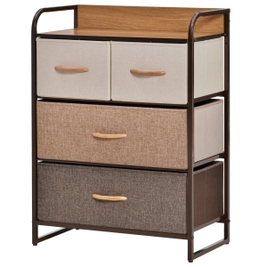 HOMCOM Chiffonnier 4 Tiroirs Tissu Multicolore