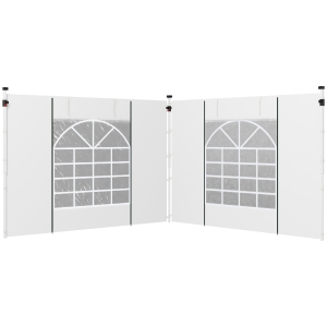 Outsunny Paviljoen Gordijnen, Set van 2, voor 3x6m of 3x3m Tuinpaviljoens, met Ramen en Deuren, Wit