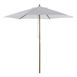 Outsunny Wooden Patio Umbrella, 2.5m Garden Parasol with 6 Ribs, Top Vent for Outdoor Use, White