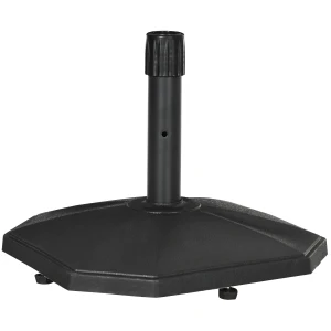 Outsunny Patio Parasol Base 18kg, Concrete Umbrella Stand 45.5cm for Poles 34mm, 38mm, 48mm, Black