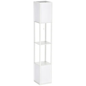 HOMCOM Modern Shelf Floor Lamp with Dual Ambient Light, Standing Lamp Living Room, Bedroom, 156cm, White